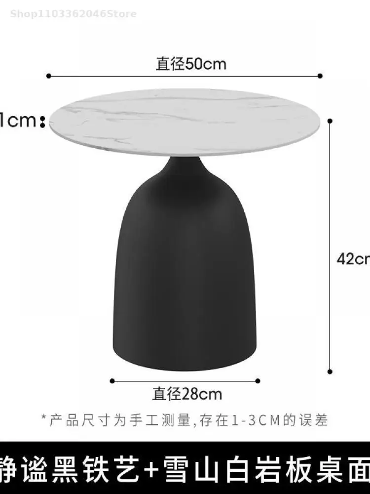 Modern Simple Cream Style Small Apartment Rock Board Sofa Side Table Corner Table Living Room Small Coffee Round