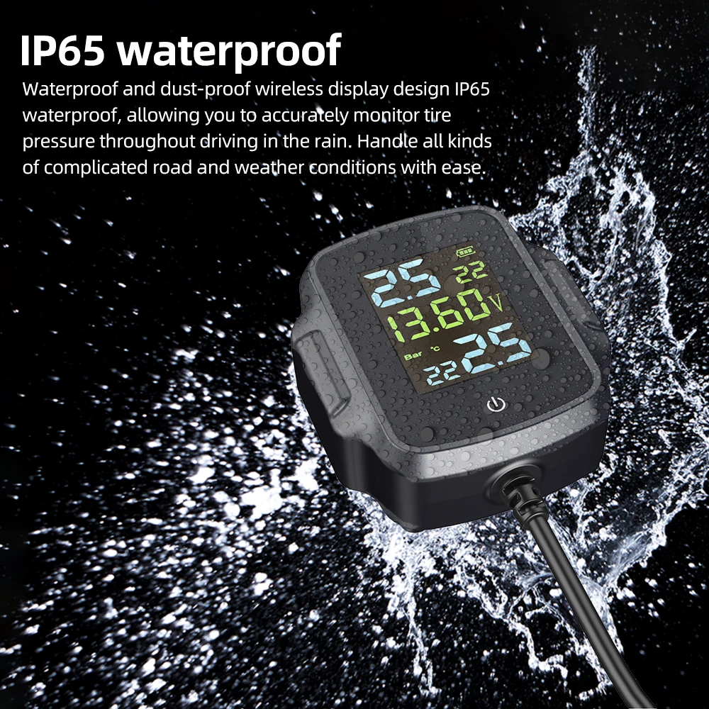 Motorcycle Tire Pressure Monitoring System Tyre Temperature Alarm System QC 3.0 USB Charger for Phone Tablet motorcycle tire pressure monitor