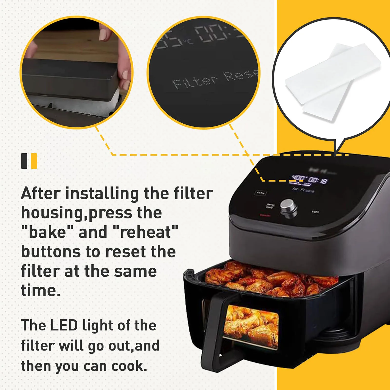 12 Pcs Air Fryer Replacement Filters for 6QT Instant Vortex Plus Air Fryer Filters for Instant Vortex 6QT with ClearCook