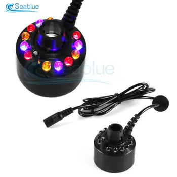 DC 24V 12 LED 다채로운 초음파 안개 제작자 안개 물 분수 연못 분무기 가습기 분무기 스프레이 헤드 액세서리 안개