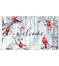 Welcome Winter Cardinal Holiday Garden Flag for Outside Pine Trees Red Cardinal Birds Seasonal Flag