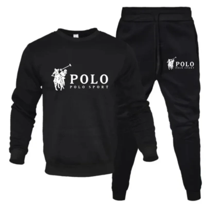 2-piece men's casual set, round neck sports shirt and wool sports pants, casual style, with printed letters
