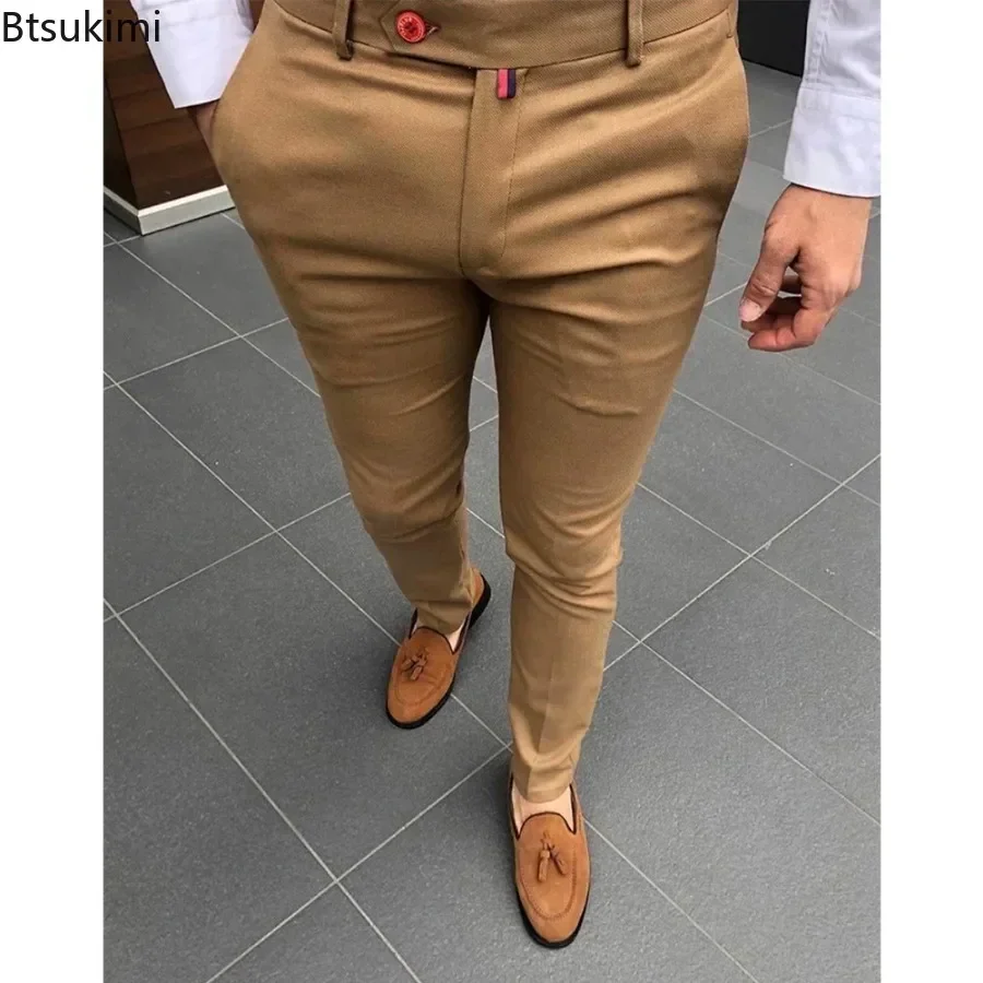 Men's Fashion Casual Trousers Daily Office Business Formal Pants Solid Slim Pencil Pants Men Versatile for Four Season casual pants formal trousers