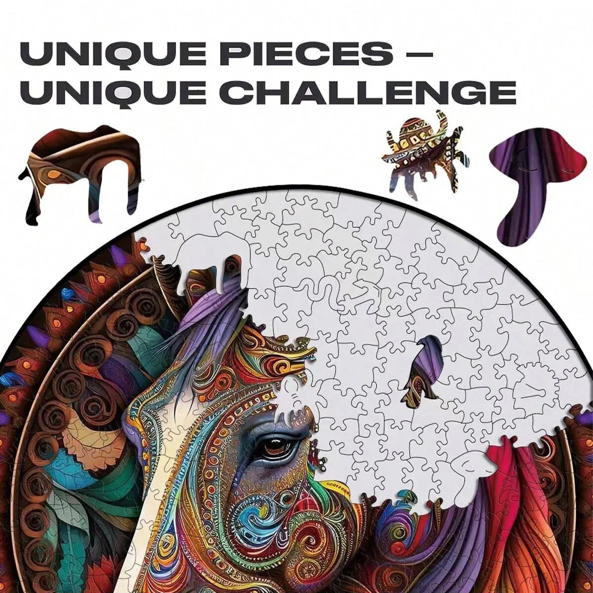3D Vision Tiger Wooden Puzzles for Adults and Kids, Brightly Colored Unique Shaped Animal Wood Puzzles toys christmas gift 4
