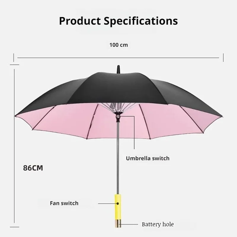 Anti-UV parasol  cooling fan umbrella  essential for daily rain protection