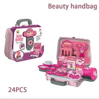 24PCS Beauty Salon Set Toys for Girl Pretend Play Kid Make Up Toys Simulation Home Makeup Box Toys Girl Birthday Christmas Gift 1