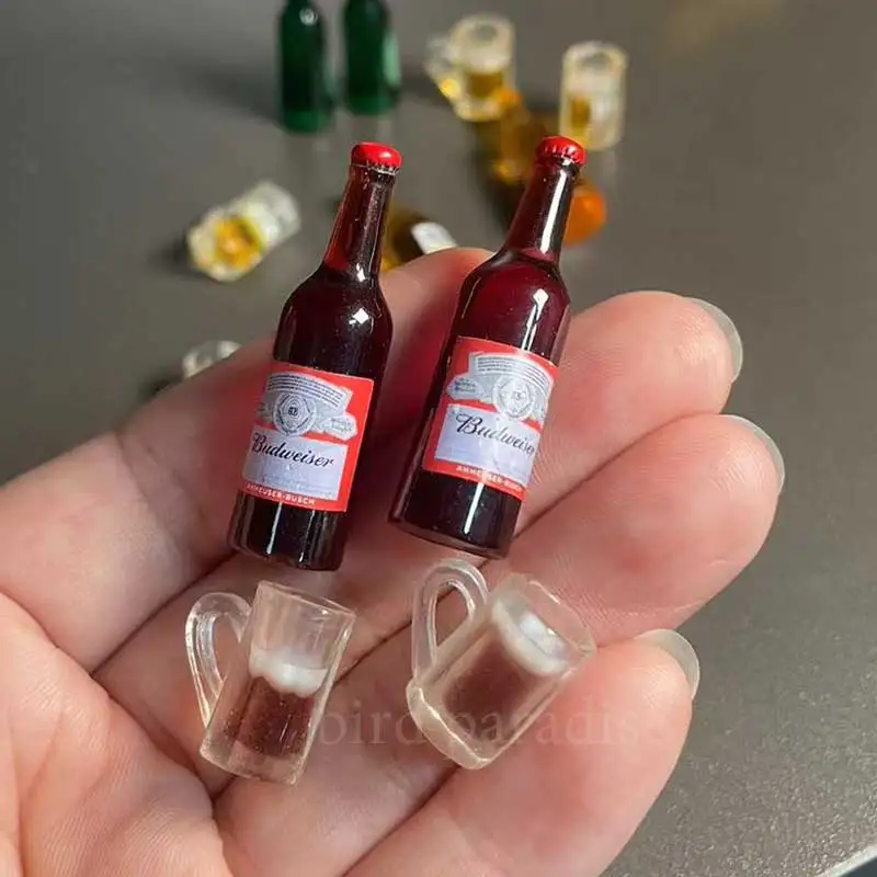 Cute Miniature Simulation Mini Beer Water Bottle Drinks Model For Barbies Ob11 Dolls House Accessories Kids Playtend Play Toys 2