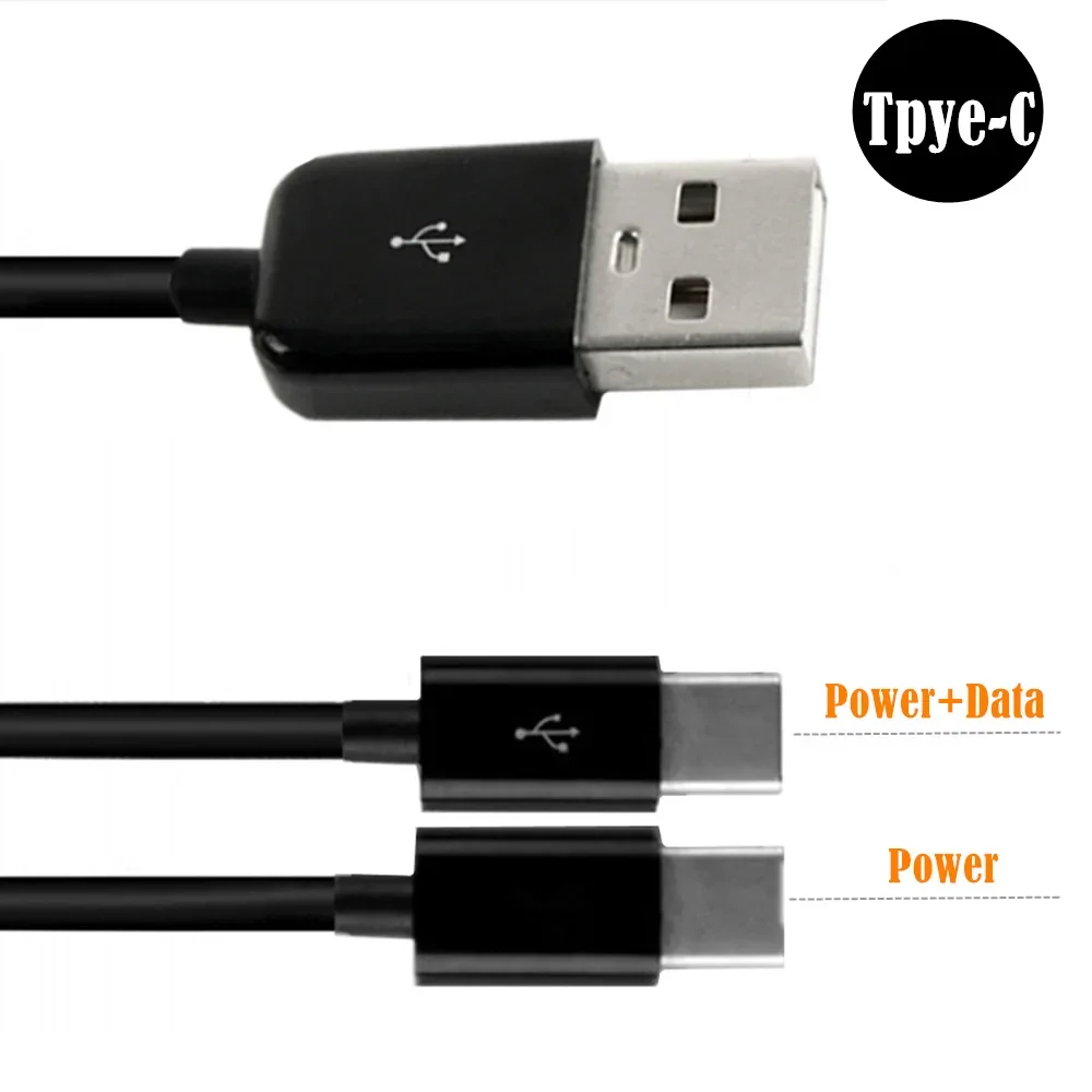 USB C(Type C) Y Splitter Cable,CERRXIAN USB 2.0 A Male To USB C Type C Male And Micro USB Male Sync & Charge Cable Cord 1 Ft Black