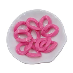 25pcs Shiny Acrylic Glitter Oval Chain Beads for DIY Jewelry and Accessories (Rose Red)