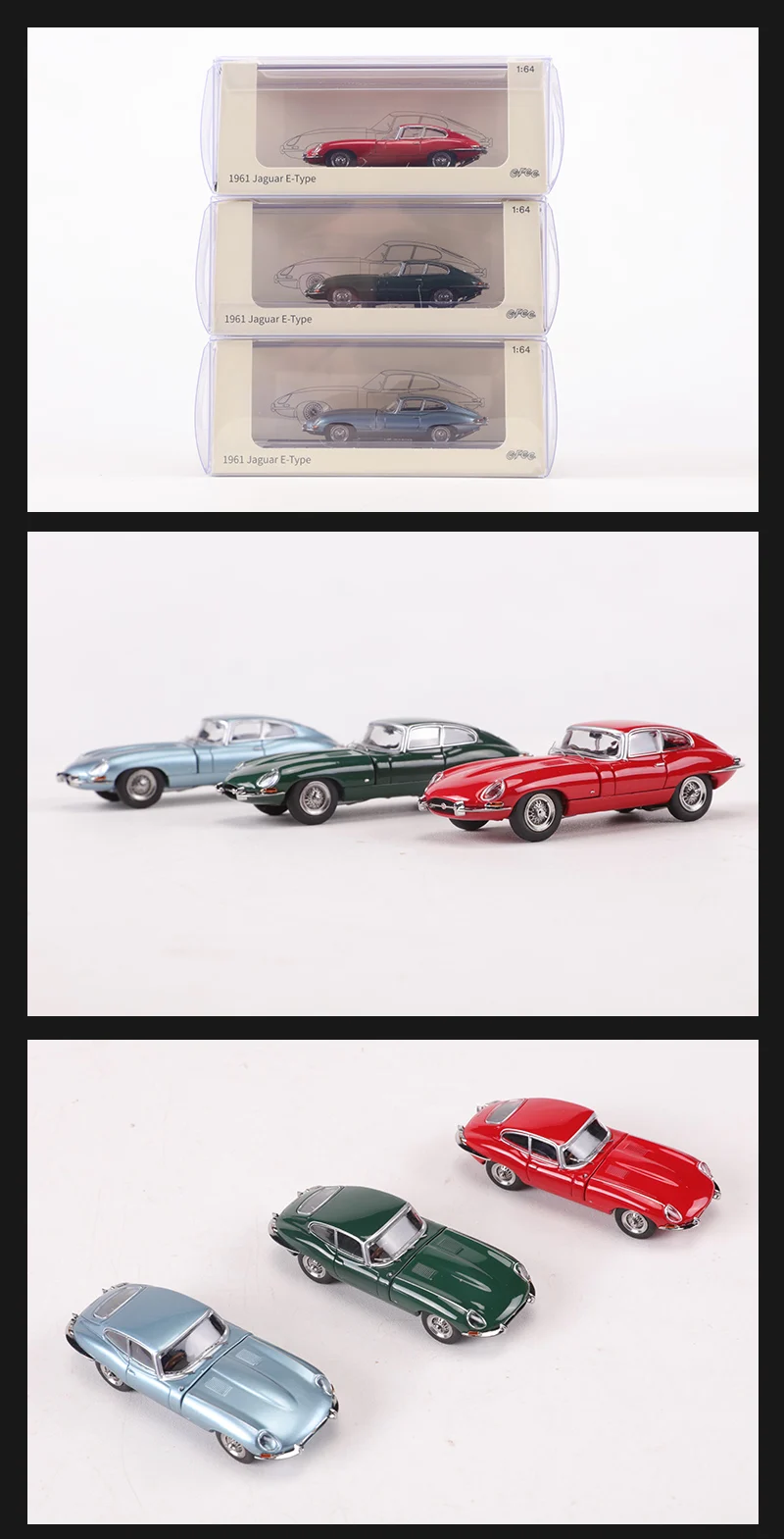 【新品】1/64 GFCC 1961 Jaguar E-Type Coupe 1/64 GFCC 1961 Jaguar E-Type (Green) Diecast Car Model