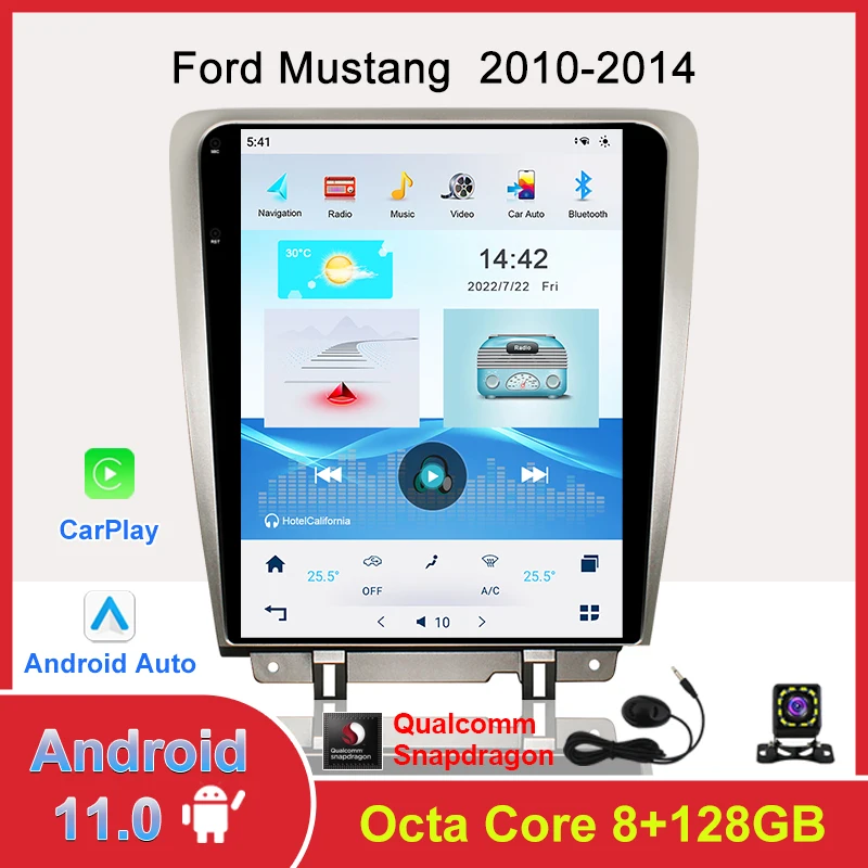 

Android 11.0 Tesla Style Screen Car Multimedia Player for Ford Mustang 2009-2015 GPS Navigation Carplay 4G Autoradio Headunit