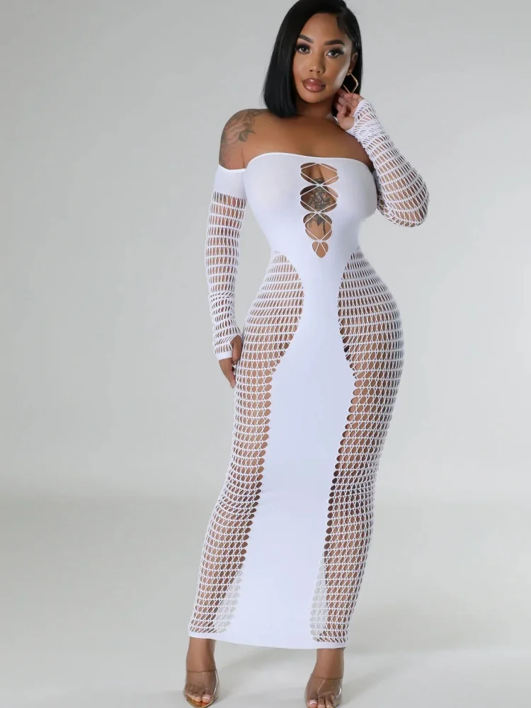 Wmstar Jumpsuit Women Wholesale Hollow Out Sexy See Through Club Outfits New Style Fashion One Piece Sets Women's Clothes 2025