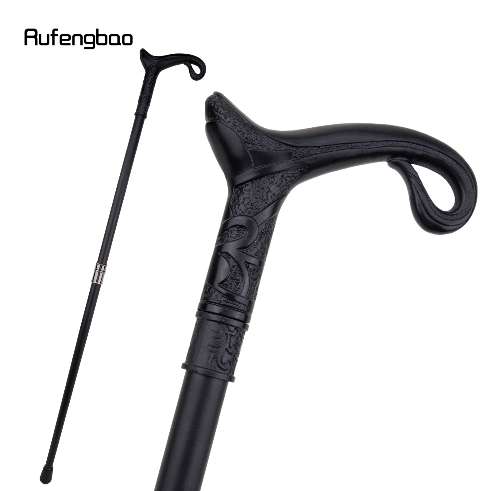 Black Luxury Curve Line Type Walking Cane Fashion Decorative Walking Stick Gentleman Elegant Cosplay Cane Knob Crosier 93cm