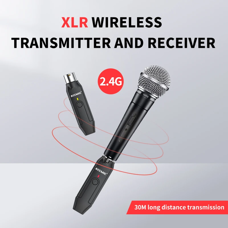 ACEMIC G6 XLR Wireless Transmitter And Receiver Plug-in Microphone Wireless System for Dynamic Microphone Wired To Wireless Mic