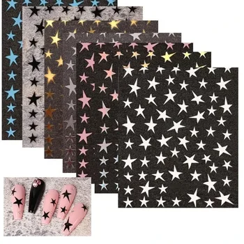 Mix 7 Stelle Colorate Unghie Adesivi Pentagramma Irregolare Decalcomanie Laser Lucido Decor Decalcomanie Autoadesive Manicure FAI DA TE Foil Wraps