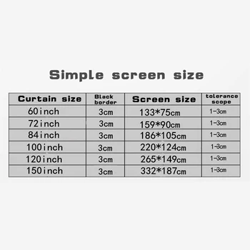 16:9 Simple Projector Curtain 60 72 84 100 120 150 inch Portable HD Display Screen for Home Outdoor Office 6