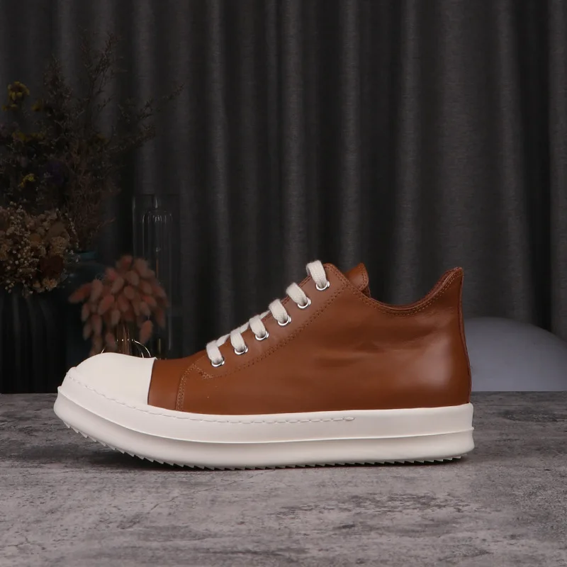 

23ss New High Street Rick Men Sneakers Women Casual Shoes Fashion Coffee Colored Low Top Leather Shoes