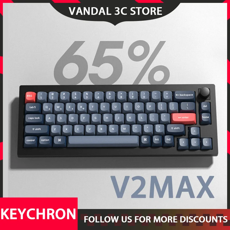 

V2 Max Mechanical Keyboard Qmk/Via Tri-Mod Wireless Customized Gasket Hot-Swappable Independent Satellite Axis Pbt Keycaps