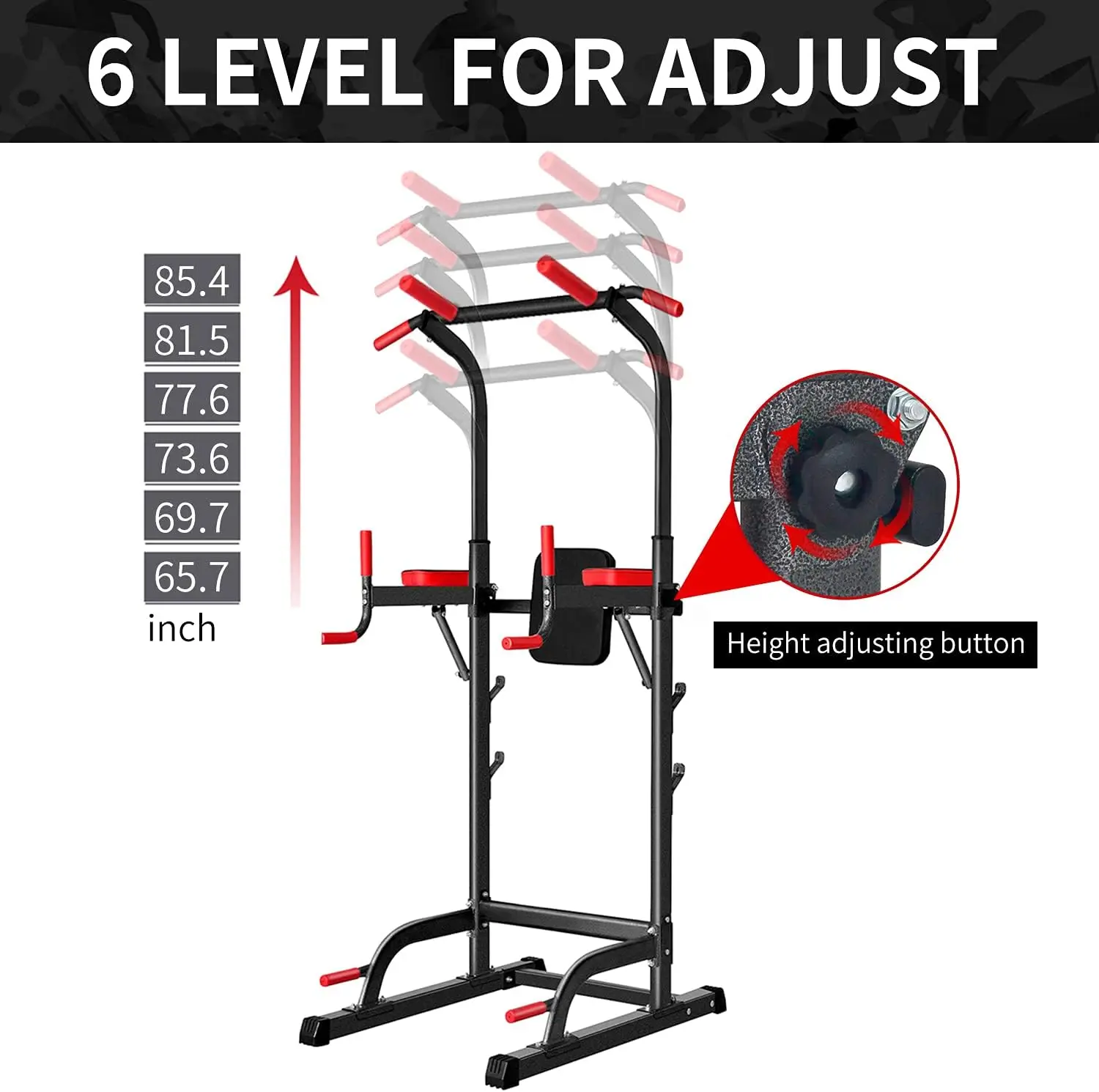 Tower Dip Station, Pull Up Bar Station & Multi-Function Gym Equipment For Home Strength Training Adujustable Height Up to