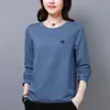 Spring Autumn Fashion Round Neck Long Sleeve Solid T-Shirts Women's Clothing Casual Loose Bottoming Shirt All-match Trend Tops