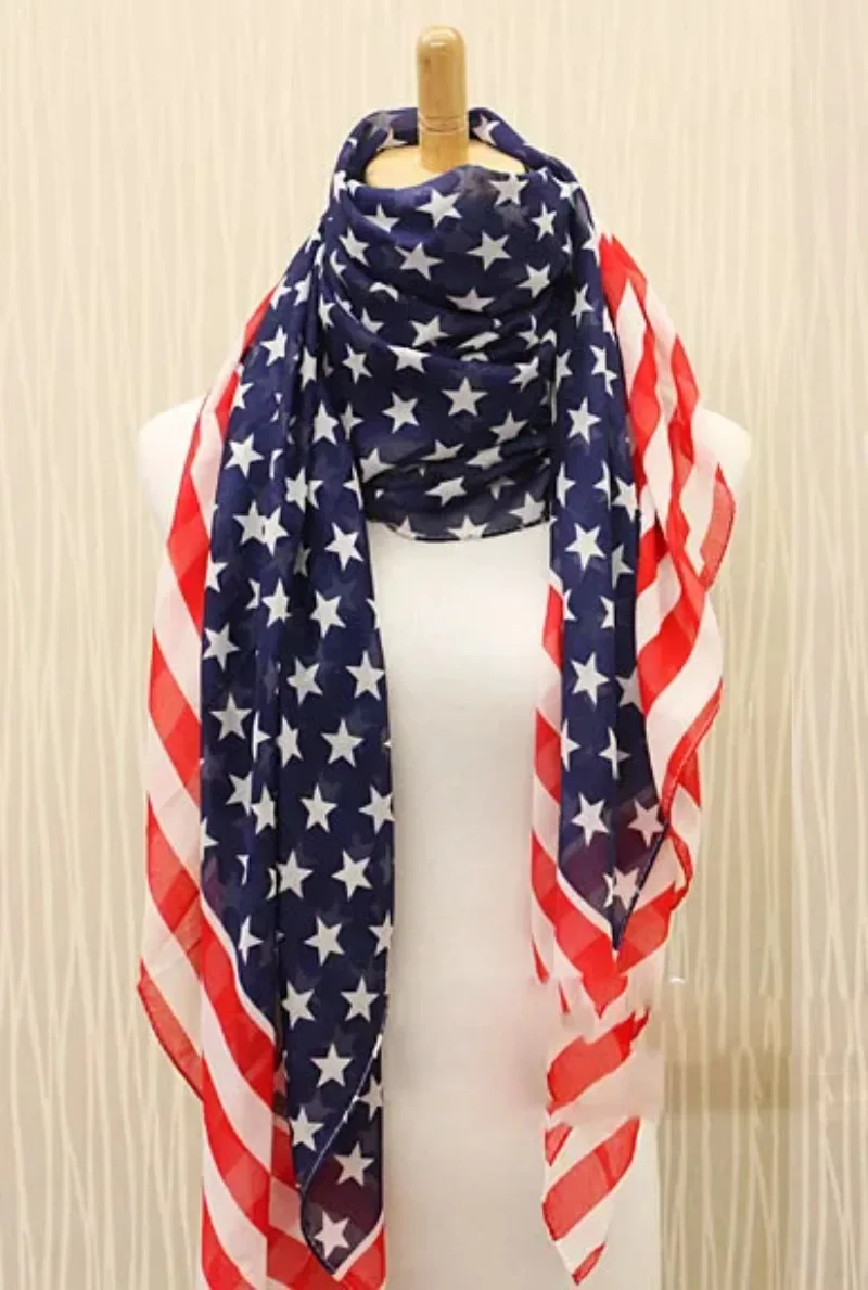 American flag pattern stars and stripes European and American lengthened chiffon scarfStars and Stripes Flag Sailor 4