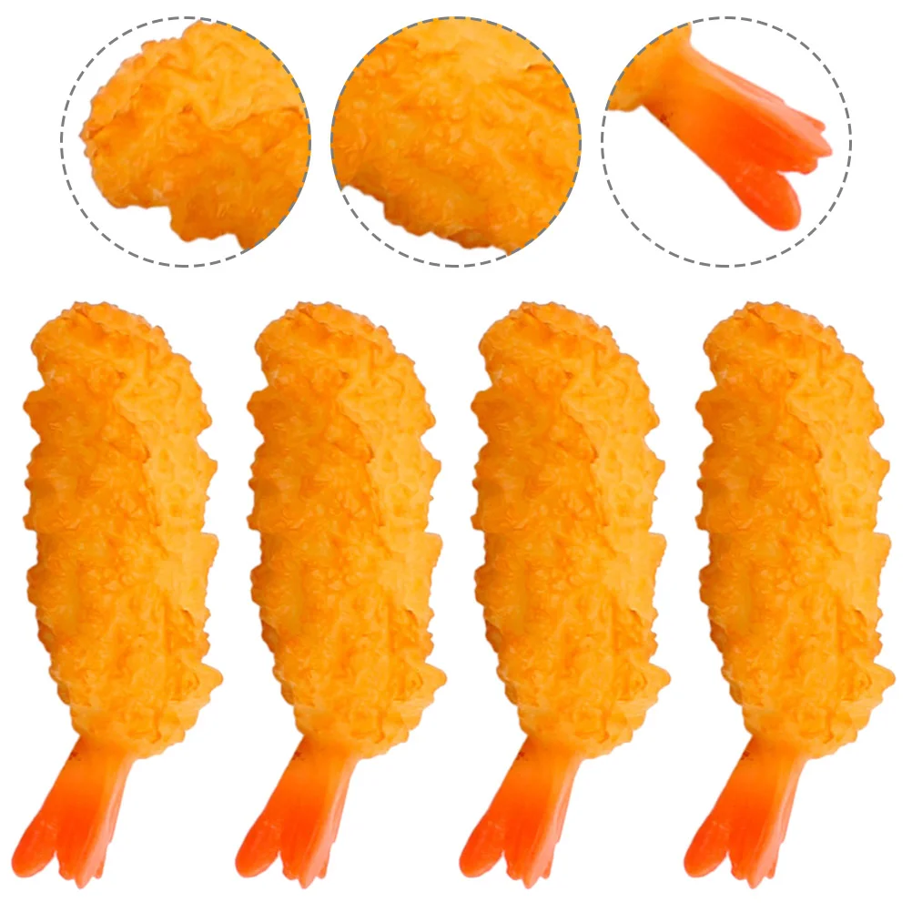 

4 Pcs Simulated Tempura Fake Tempuras Lifelike Food Model Realistic Bathroom Decorations Props Pvc Festival Faux Child Pretend