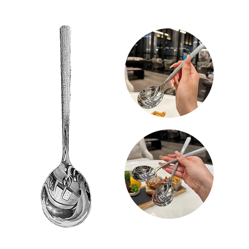 Stainless Steel Thickening Spoon Long Handle Hotel Hot Pot Spoons Soup Ladle Home Essential Tools Tableware Kitchen Accessories