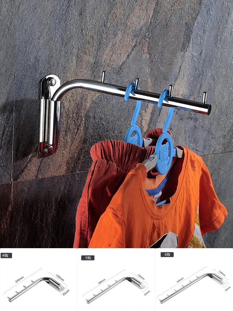 

Active Clothes Hanger Hook Wall Mount Swing Arm Stainless Steel Coat Clothing Drying Holder Rack Hanger