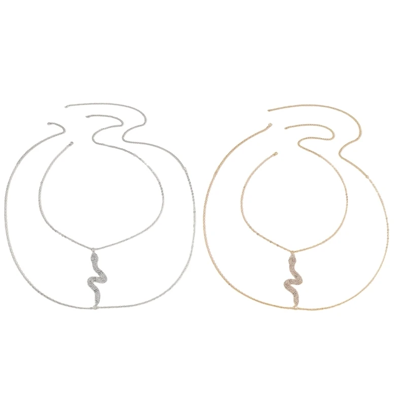 

Women Body Chain Rhinestones Snake Chest Chain Sexy Body Bra Chain for Female Beach Bikinis Chain Clothing Accessories HXBA