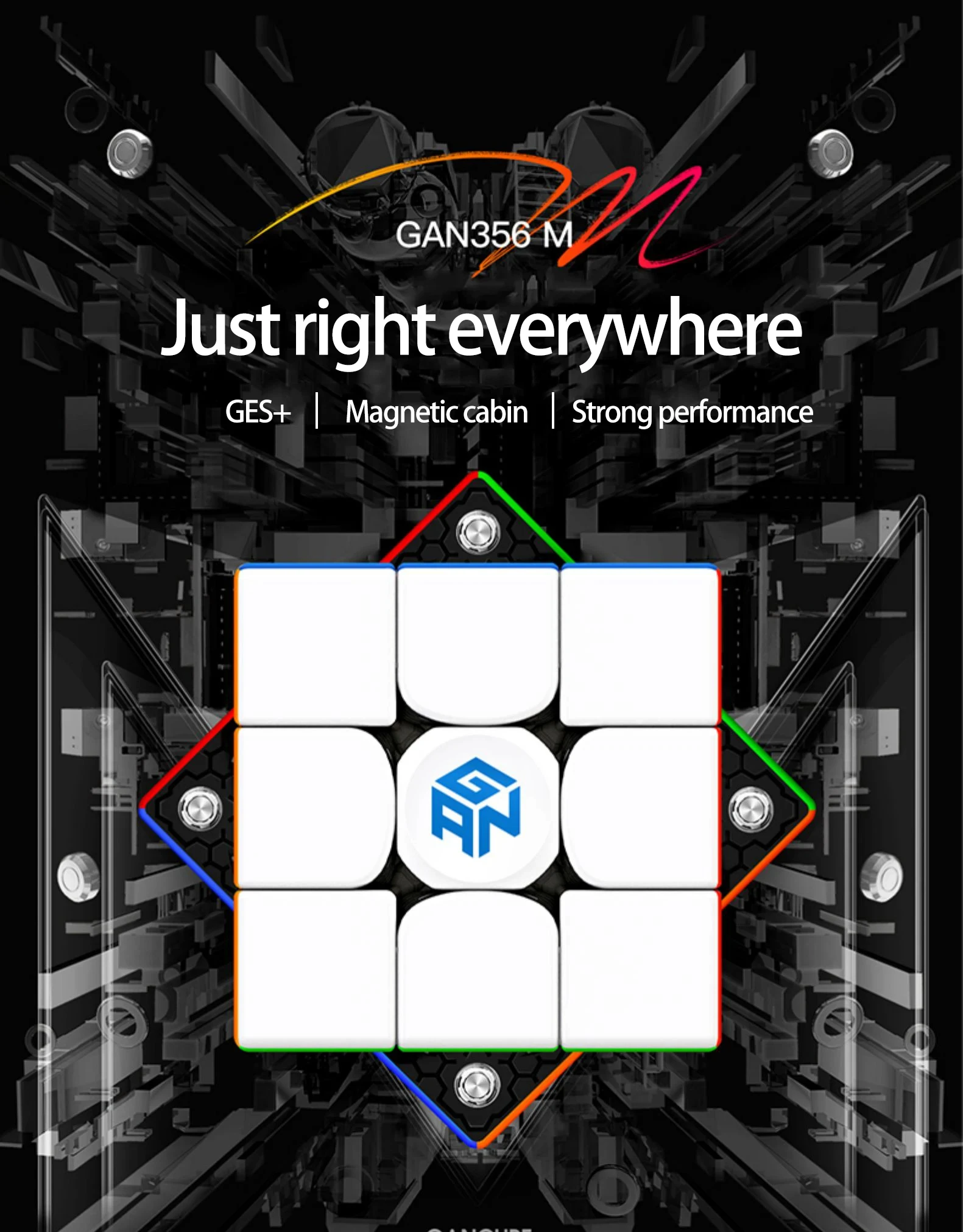 GAN 356 M 3x3x3 Magnetic Speed Cube Stickerless Professional Fidget Toy