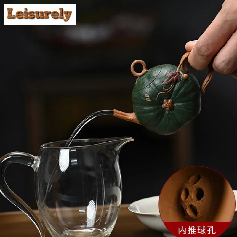 100ml Luxury Yixing Purple Clay Teapots Handmade Pumpkin Pot Raw Ore Section Mud Tea Infuser Kettle With Strainer Zisha Tea Set
