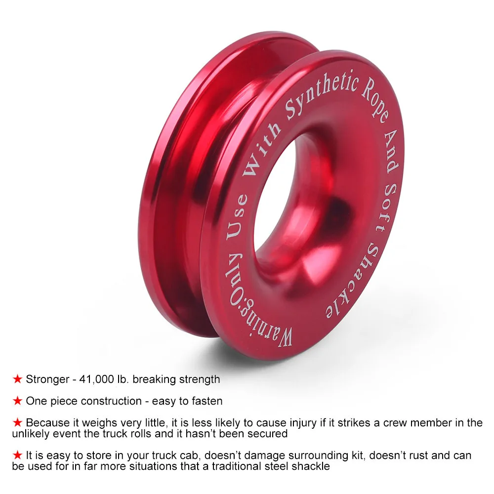 Winch Snatch Recovery Ring Soft Shackle ATV UTV Rcovery 41000 lb Trucks Loop Snatch Block Off Road Winch Pulley Cable Hook soft shackle