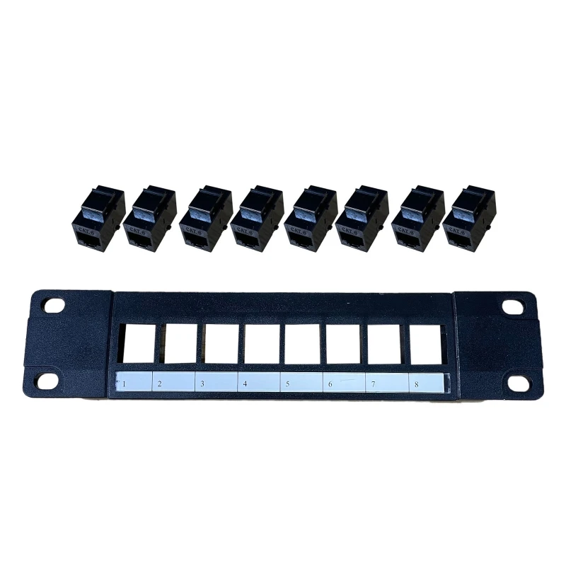 8/6 Port CAT6 RJ45 Through Coupler Patch Panel with Back Bar Wallmount or Rackmount Compatible with Cat6 UTP STP Cabling Network Patch Panel