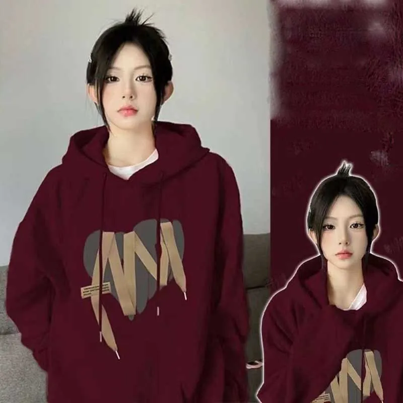 Fashion Printed Spliced Lace Up Hoodies Sweatshirts Female Clothing 2023 Autumn Winter Oversized Casual Tops Korean Sweatshirts