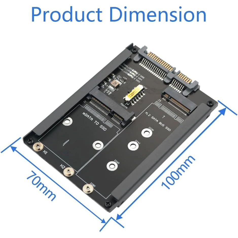 2 in 1 MSATA 및 B 키 SSD를 2.5인치 SATA III로 변환하는 프레임 브래킷 포함, mSATA SSD 7mm 드라이브 M.2를 SATA Ngff 엔클로저 어댑터로 변환합니다.
