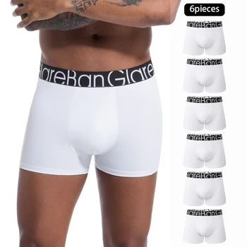 Confezione da 6 pezzi Boxer in cotone bianco Intimo da uomo Mutandine e mutande di marca maschile per Homme Set di lusso Pantaloncini Box Slips Slip Slip di marca 1