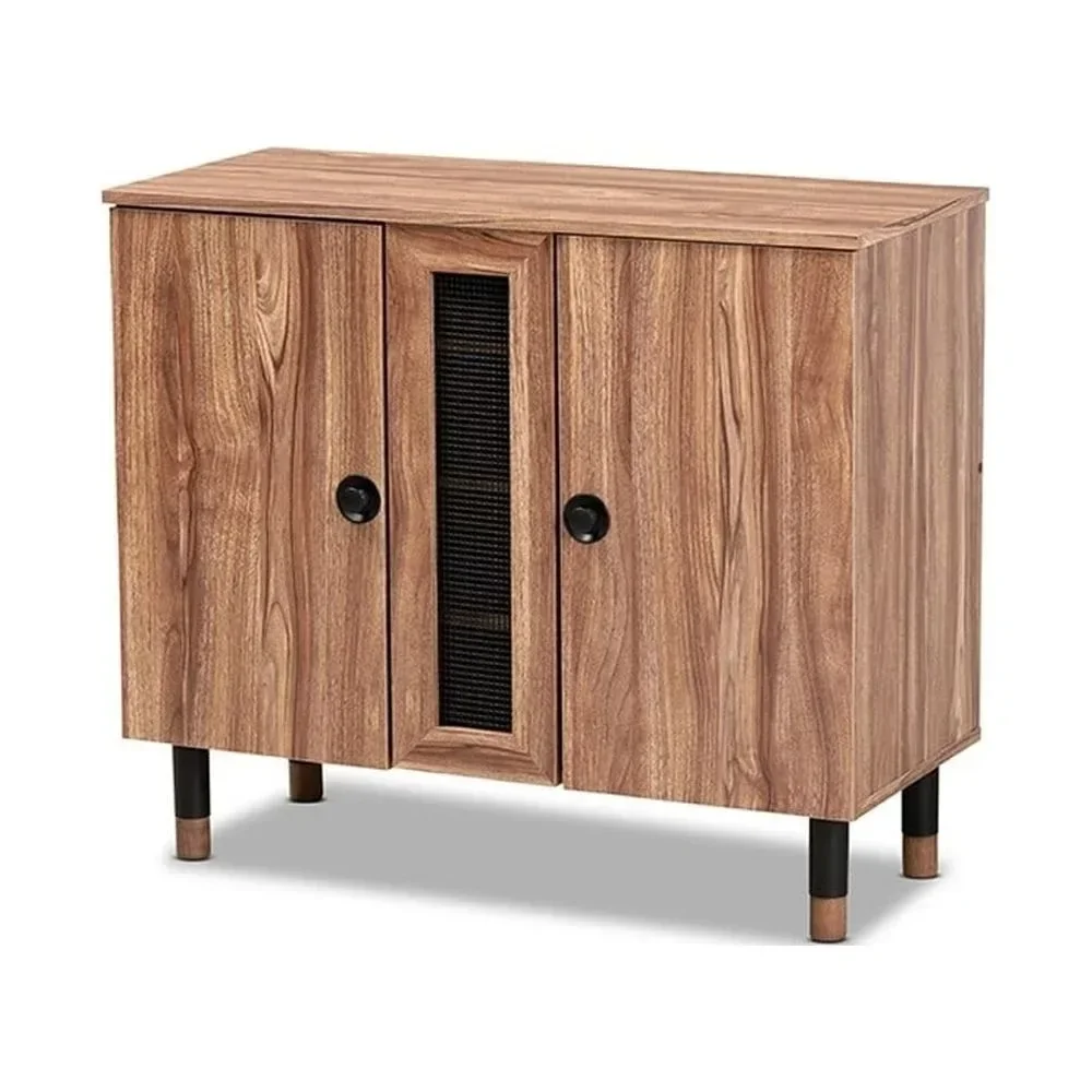 Shoe Cabinet, Oak Finished, 2-Door Shoes Storage Cabinets with Drawer, Shoe Cabinet