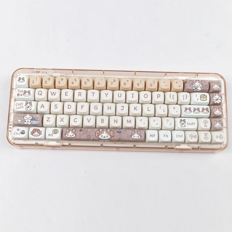 1 Set GMK 142 Keys Meow Eats Japanese Food MOA Profile Key Cap MAC Square Thermal Sublimation Mechanical Keyboard Keycaps