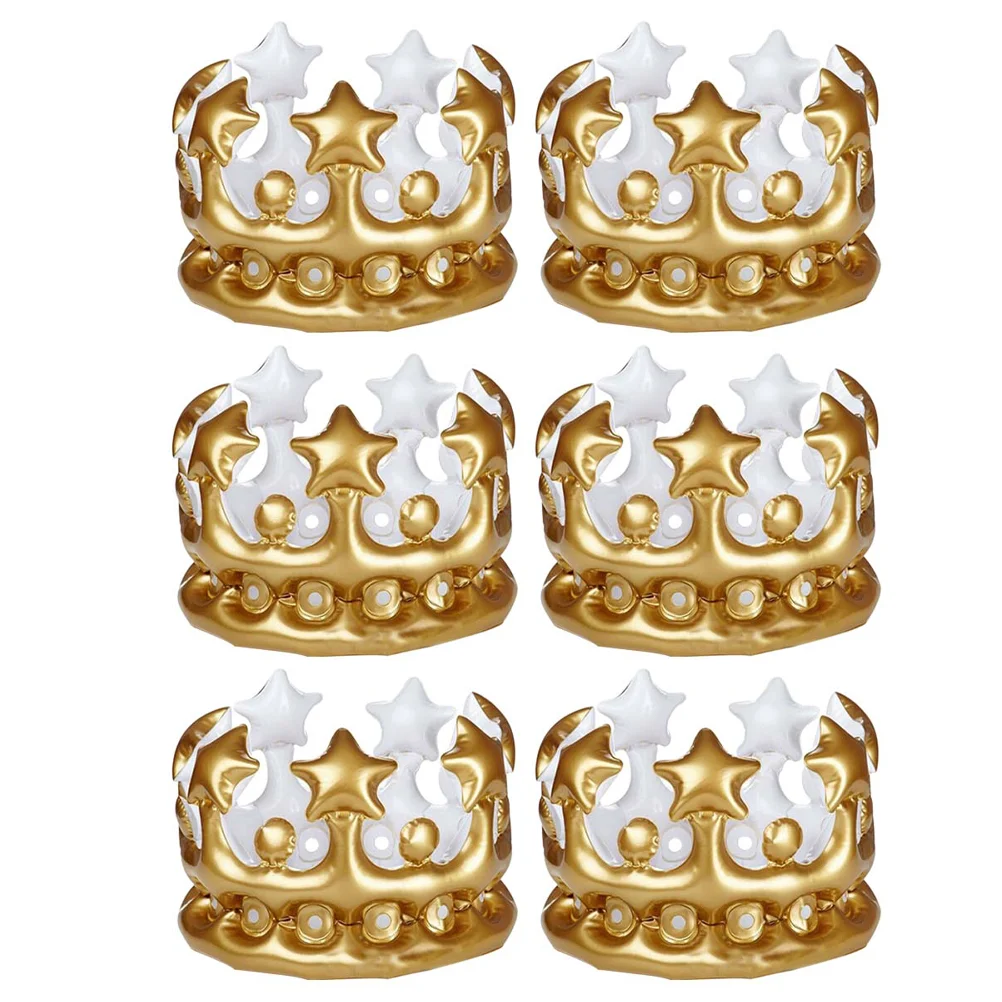 

6Pcs Inflatable Crown Birthday Party Crown Multi-functional Crown Cosplay Fancy Dress Supply