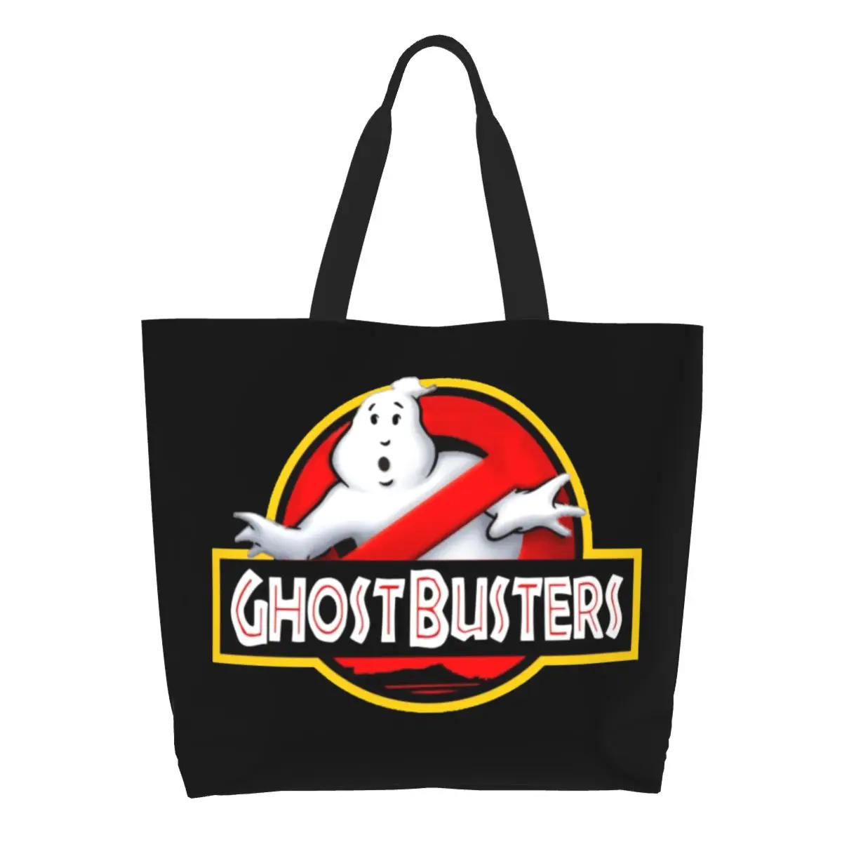 

Ghost Buster Logo Shopping Bag Cute Print Canvas Shopper Shoulder Tote Bags Capacity Washable Supernatural Comedy Movie Handbag