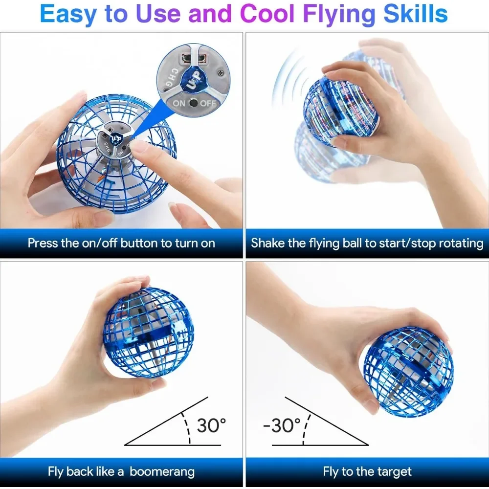 Flying Orb Ball Flying Orb Ball Toy Soaring Hover Boomerang Spinner Hand Controlled Mini Drone Cosmic Globe Spinning Kids Adults Outdoor Fly Toy