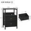 Nightstands Set 2, End Tables with 2 Fabric Drawers, Bedside Tables with Hooks and Shelf, Nightstand 3