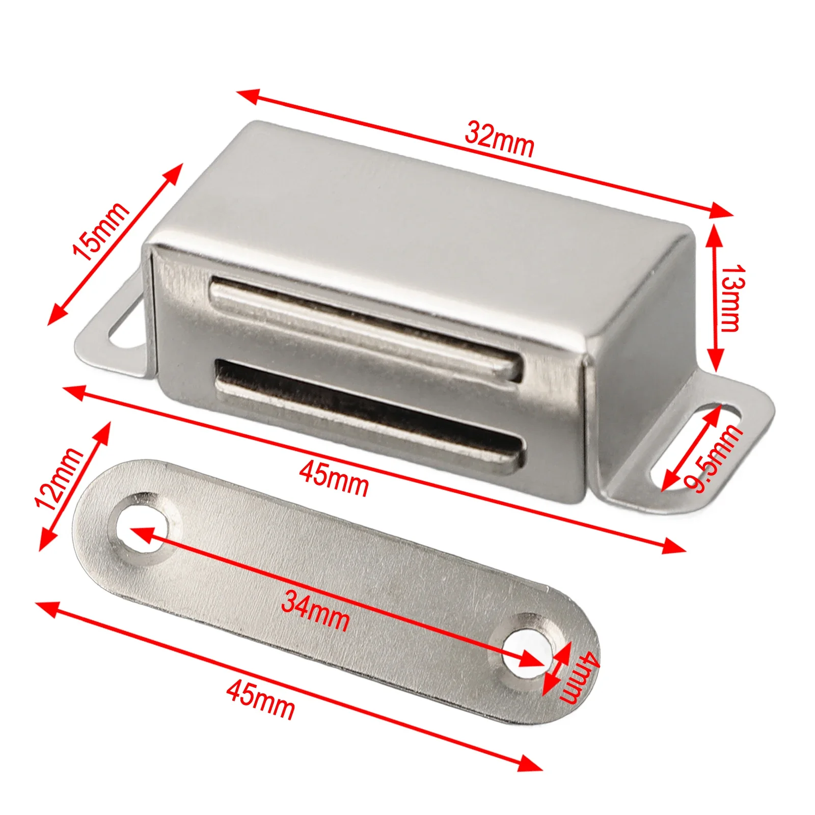 Magnetic Door Catch Strong Heavy Duty Cupboard Magnets Kitchen Cabinet Catches Magnet Latches Stainless Steel For Door Cupboard