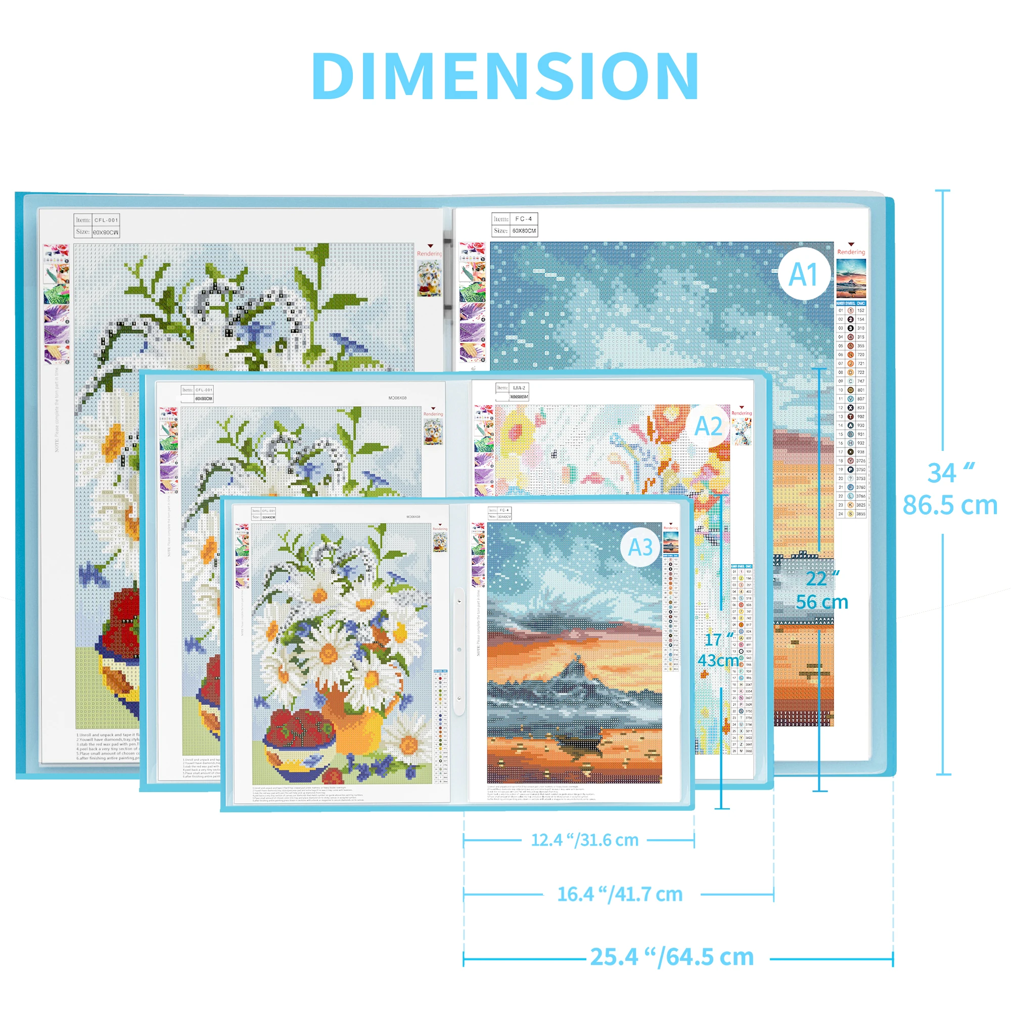 ARTDOT Storage Book For 5D Stitch Diamond Painting Art Tools A3 A2 A1 Storage Folder Diamonds Painting Kits Accessories