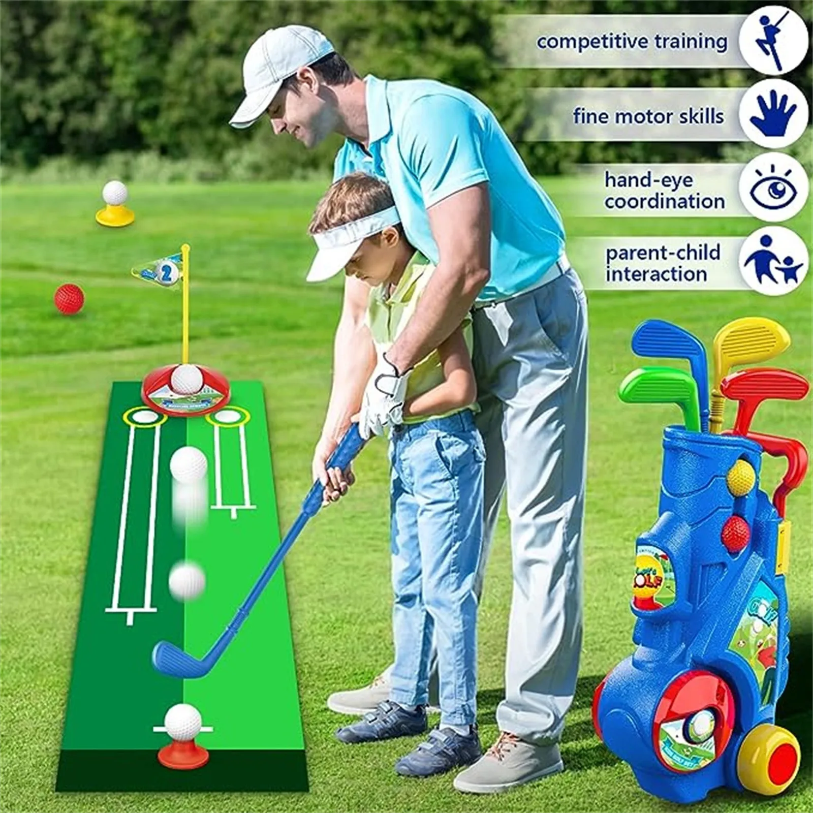 

Toddler Golf Set Upgraded Kids Golf Clubs With Putting Mat Toys For Boys 3 4 5+ Years Old Indoor Outdoor Sports Golf Toys