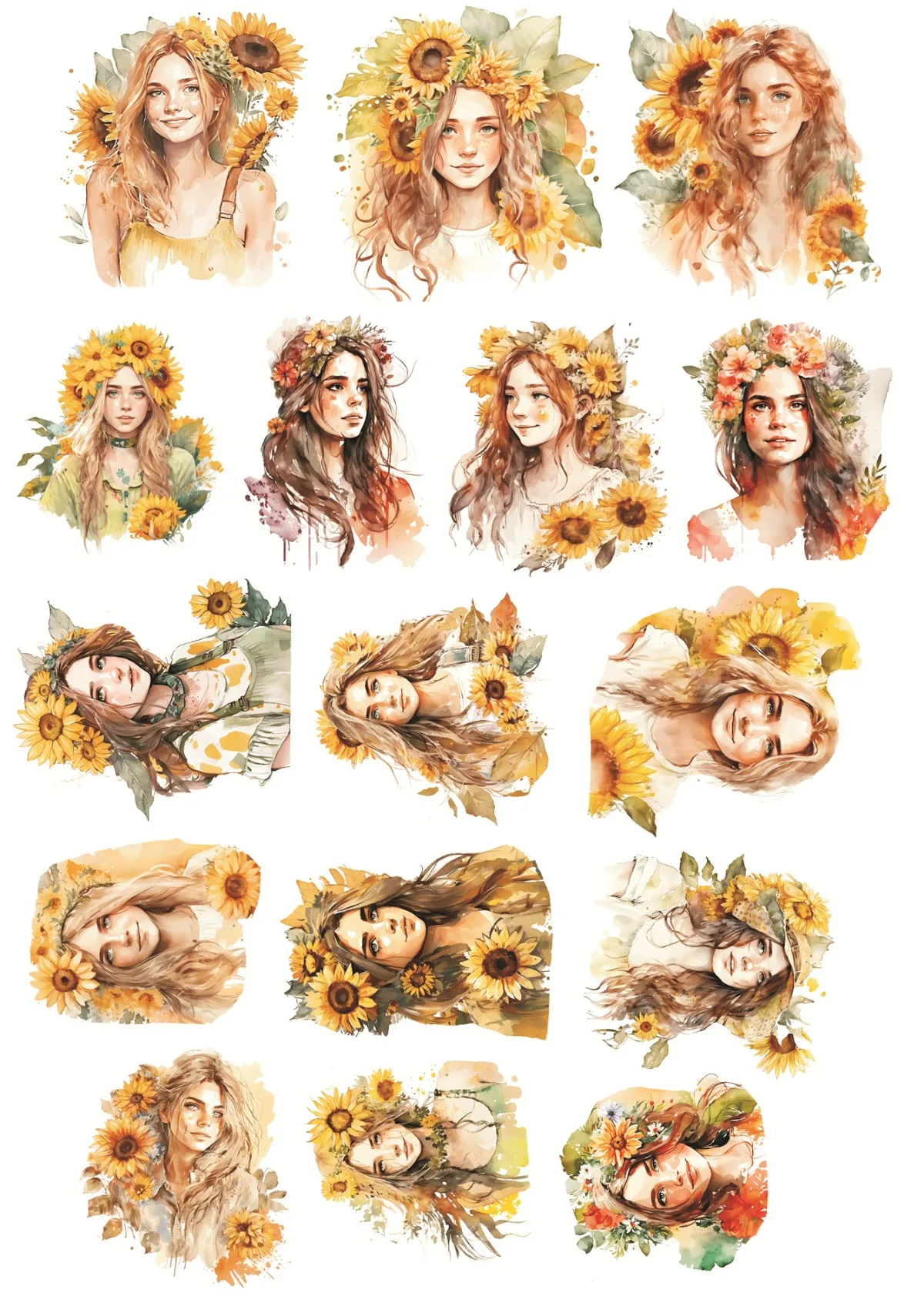 Aufkleber Retro niedlichen Sonnenblumen Mädchen dekorative DIY Handwerk Fotoalben Planer Journal Scrap booking stationären Planer – Detail 1