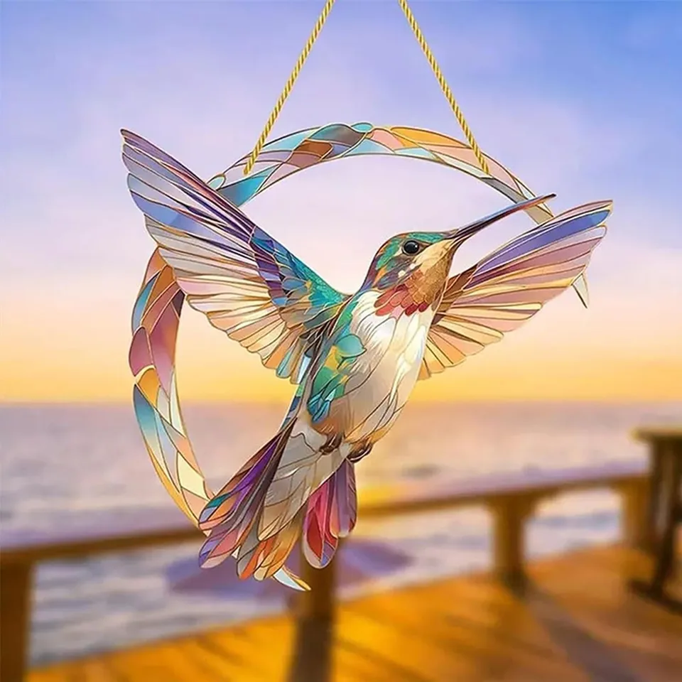 PLIGREAT Papavero Rosso Macchiato Suncatcher Finestra Arte