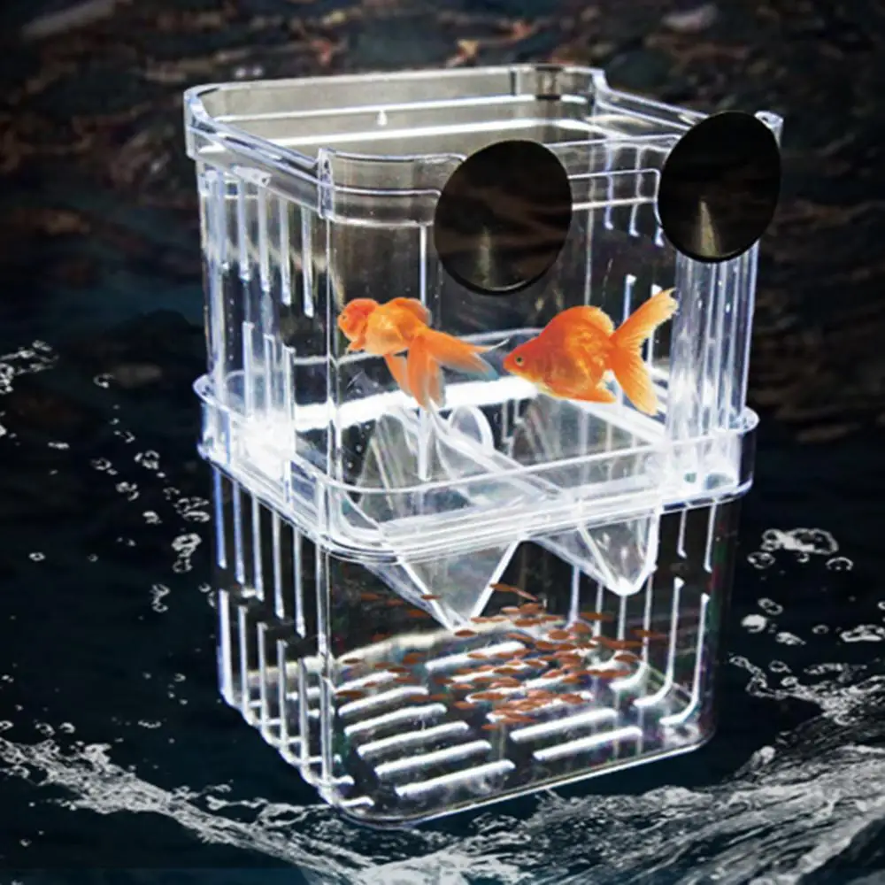 thumbnail image 2 of Baby Aquarium Acrylic Fish Breeding Box - 3.9 Inch Square Aquarium Nursery Isolation Tank With Suction Cups Aquarium Isolation Tank 2 of 11