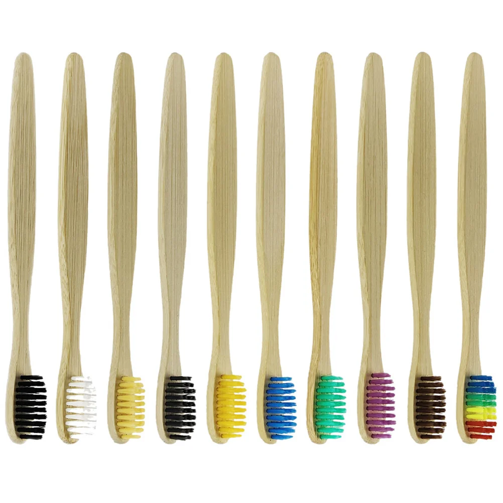 

10pcs Bamboo Outdoor Toothbrushes Portable Soft Toothbrushes Bamboo Toothbrushes