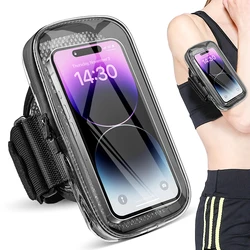 HAISSKY Full Clear Breathable  Running Sport Armbands Bag For iPhone 14 13 12 11 Pro Max 14 Plus XR Elastic Belt Zipper Arm Band